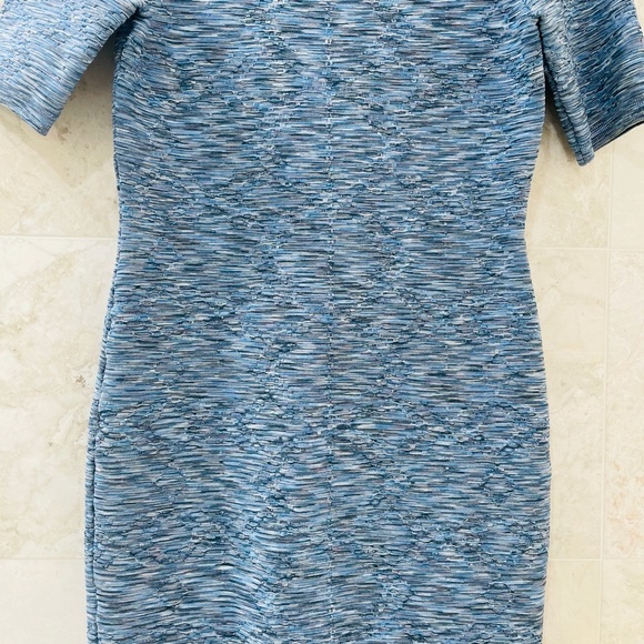KAREN MILLEN {4} Dress Light Blue Metallic Knit Bodycon - Picture 14 of 15